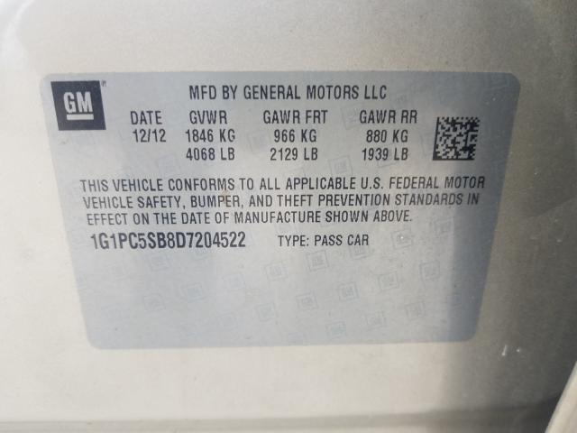 Photo 9 VIN: 1G1PC5SB8D7204522 - CHEVROLET CRUZE LT 