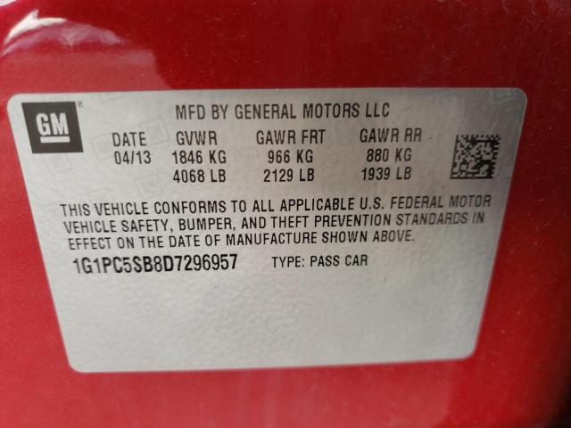 Photo 11 VIN: 1G1PC5SB8D7296957 - CHEVROLET CRUZE LT 