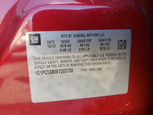 Photo 9 VIN: 1G1PC5SB8E7203730 - CHEVROLET CRUZE LT 