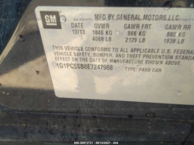 Photo 8 VIN: 1G1PC5SB8E7247968 - CHEVROLET CRUZE 