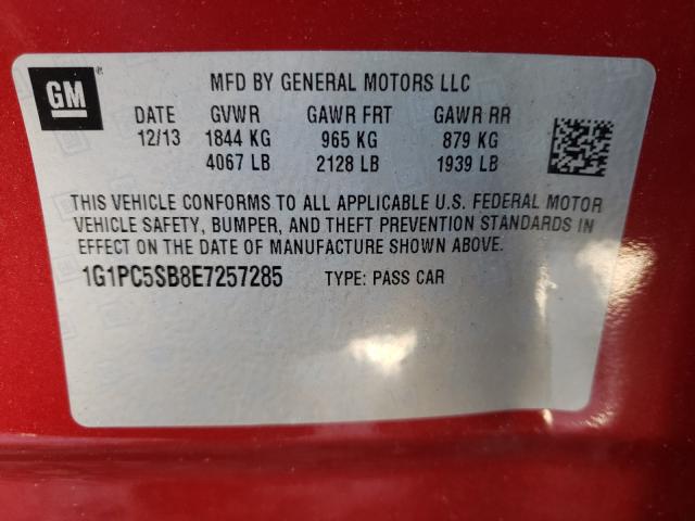 Photo 9 VIN: 1G1PC5SB8E7257285 - CHEVROLET CRUZE LT 