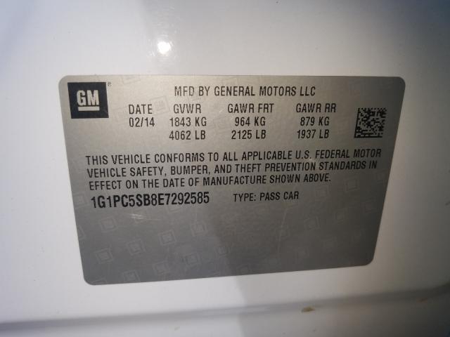 Photo 9 VIN: 1G1PC5SB8E7292585 - CHEVROLET CRUZE LT 