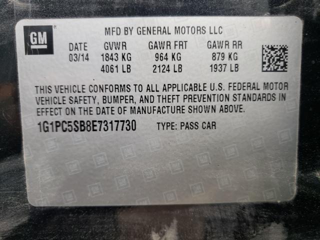 Photo 9 VIN: 1G1PC5SB8E7317730 - CHEVROLET CRUZE LT 