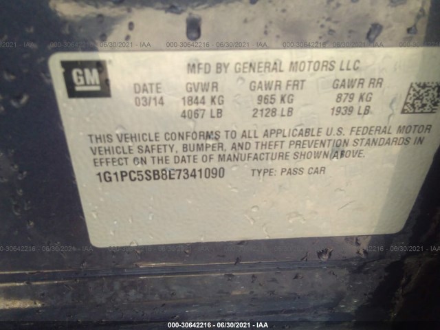 Photo 8 VIN: 1G1PC5SB8E7341090 - CHEVROLET CRUZE 