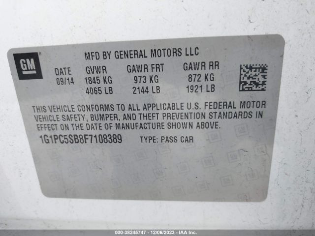 Photo 8 VIN: 1G1PC5SB8F7108389 - CHEVROLET CRUZE 