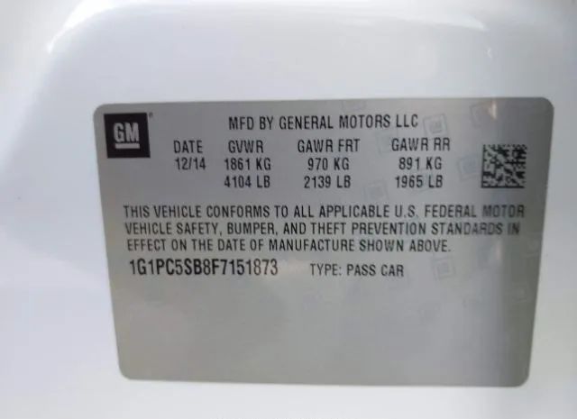 Photo 8 VIN: 1G1PC5SB8F7151873 - CHEVROLET CRUZE 