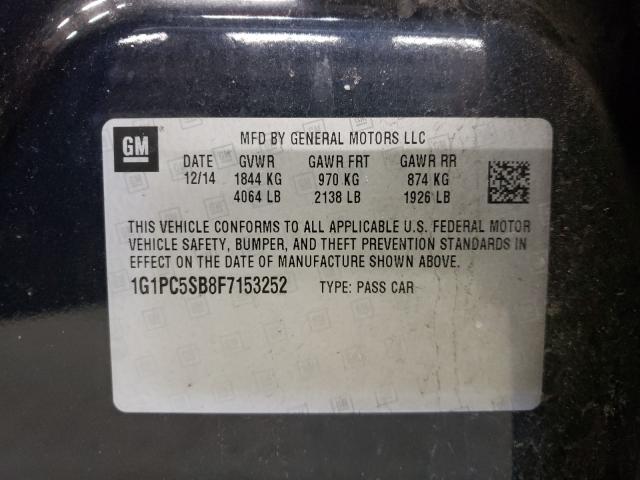 Photo 9 VIN: 1G1PC5SB8F7153252 - CHEVROLET CRUZE LT 