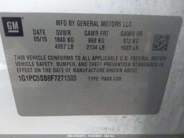 Photo 8 VIN: 1G1PC5SB8F7271303 - CHEVROLET CRUZE 