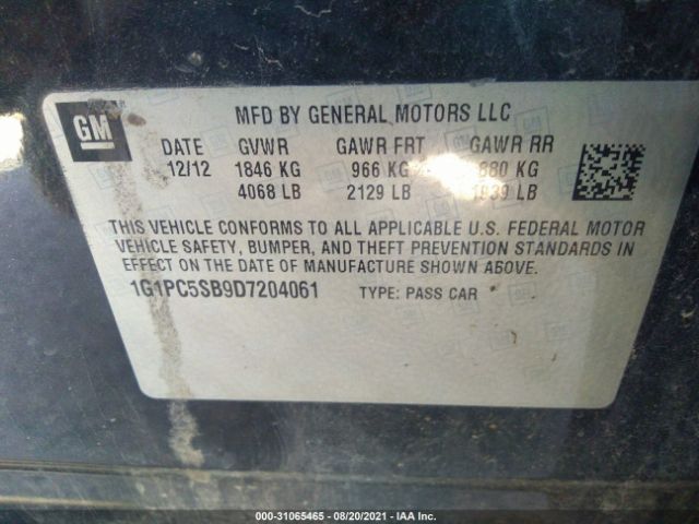 Photo 8 VIN: 1G1PC5SB9D7204061 - CHEVROLET CRUZE 