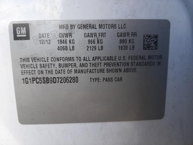 Photo 9 VIN: 1G1PC5SB9D7206280 - CHEVROLET CRUZE LT 