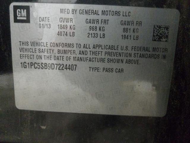 Photo 9 VIN: 1G1PC5SB9D7224407 - CHEVROLET CRUZE LT 