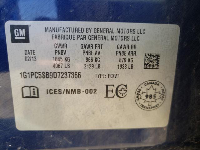 Photo 9 VIN: 1G1PC5SB9D7237366 - CHEVROLET CRUZE LT 