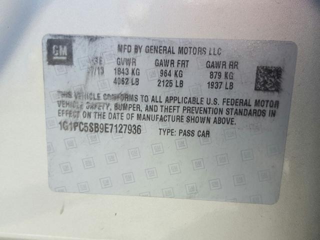 Photo 9 VIN: 1G1PC5SB9E7127936 - CHEVROLET CRUZE LT 