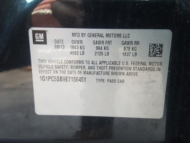 Photo 9 VIN: 1G1PC5SB9E7156451 - CHEVROLET CRUZE 