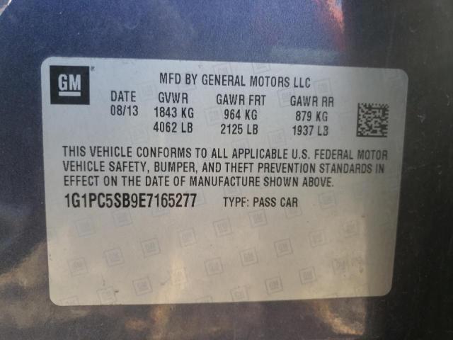 Photo 9 VIN: 1G1PC5SB9E7165277 - CHEVROLET CRUZE LT 