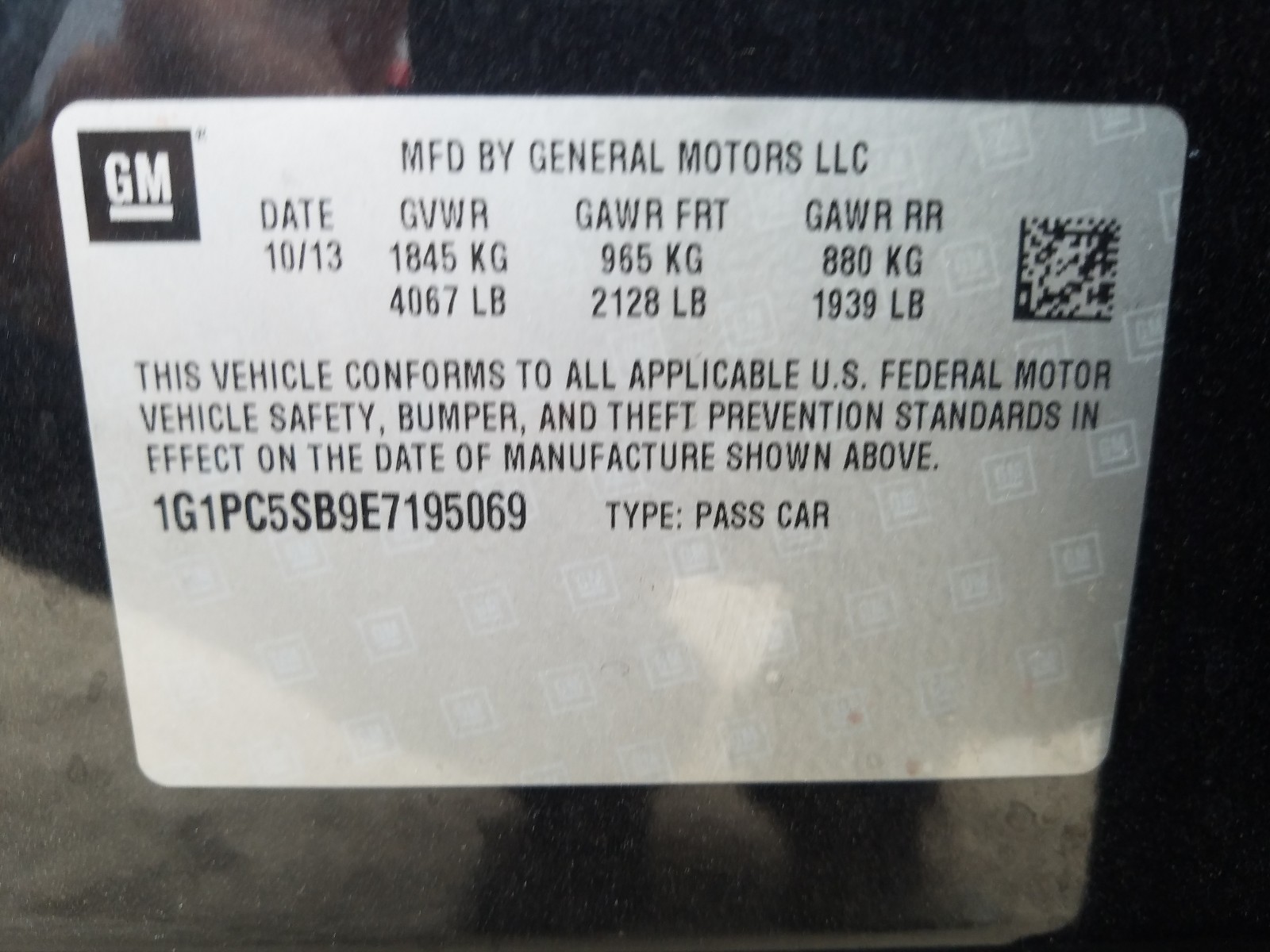 Photo 9 VIN: 1G1PC5SB9E7195069 - CHEVROLET CRUZE LT 