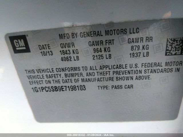 Photo 8 VIN: 1G1PC5SB9E7198103 - CHEVROLET CRUZE 