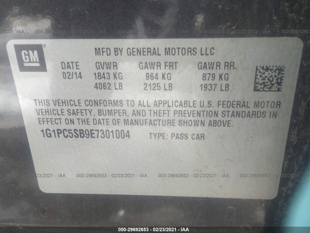 Photo 8 VIN: 1G1PC5SB9E7301004 - CHEVROLET CRUZE 