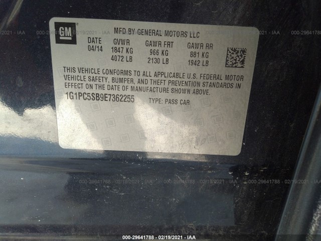 Photo 8 VIN: 1G1PC5SB9E7362255 - CHEVROLET CRUZE 