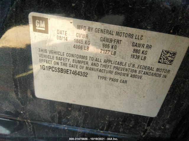 Photo 8 VIN: 1G1PC5SB9E7464302 - CHEVROLET CRUZE 