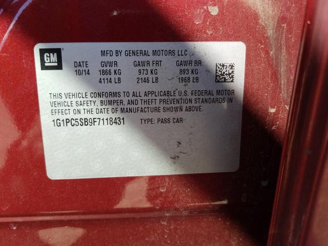 Photo 9 VIN: 1G1PC5SB9F7118431 - CHEVROLET CRUZE 