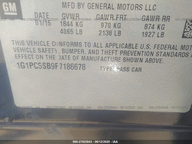 Photo 8 VIN: 1G1PC5SB9F7186678 - CHEVROLET CRUZE 