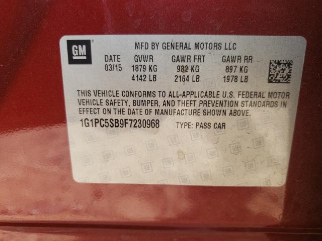 Photo 9 VIN: 1G1PC5SB9F7230968 - CHEVROLET CRUZE LT 