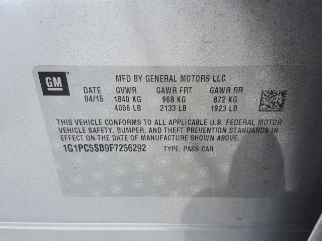 Photo 9 VIN: 1G1PC5SB9F7256292 - CHEVROLET CRUZE LT 