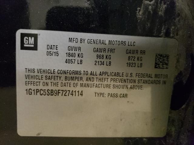 Photo 9 VIN: 1G1PC5SB9F7274114 - CHEVROLET CRUZE LT 