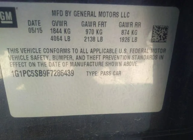 Photo 8 VIN: 1G1PC5SB9F7286439 - CHEVROLET CRUZE 