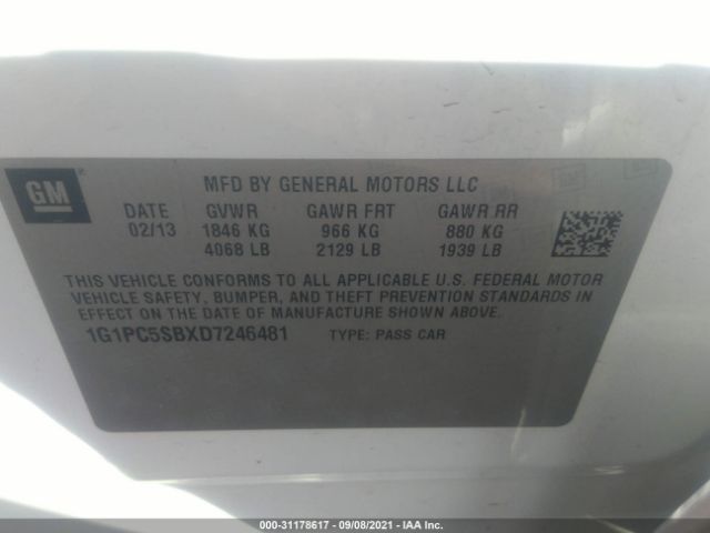 Photo 8 VIN: 1G1PC5SBXD7246481 - CHEVROLET CRUZE 