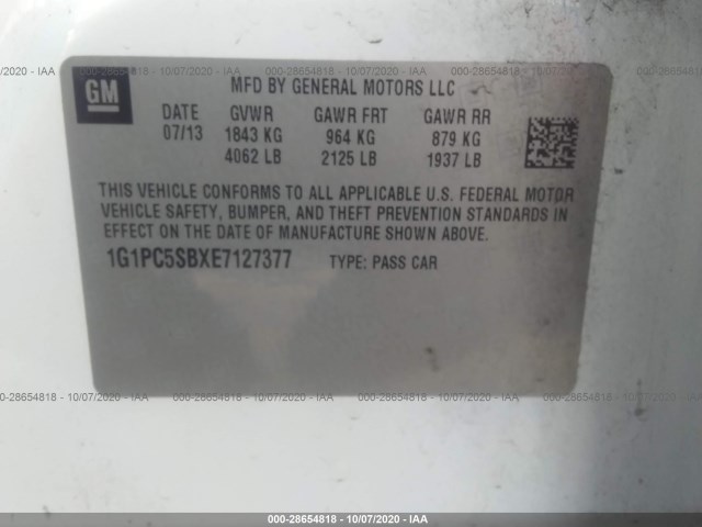 Photo 8 VIN: 1G1PC5SBXE7127377 - CHEVROLET CRUZE 