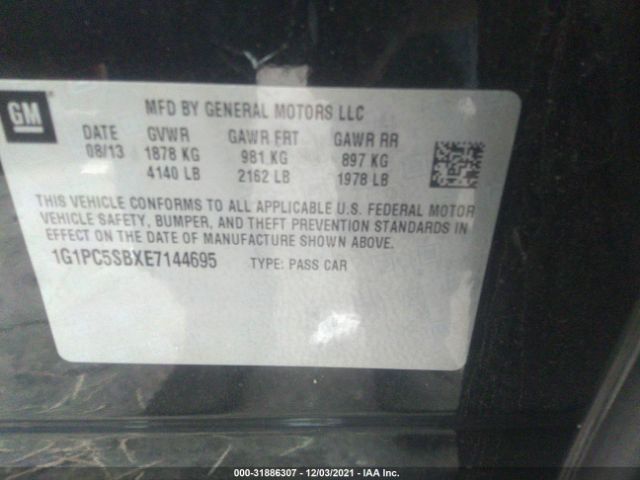 Photo 8 VIN: 1G1PC5SBXE7144695 - CHEVROLET CRUZE 