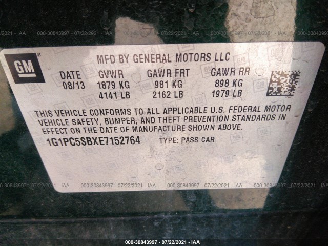 Photo 8 VIN: 1G1PC5SBXE7152764 - CHEVROLET CRUZE 