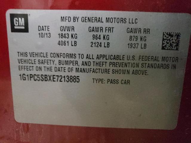 Photo 9 VIN: 1G1PC5SBXE7213885 - CHEVROLET CRUZE LT 