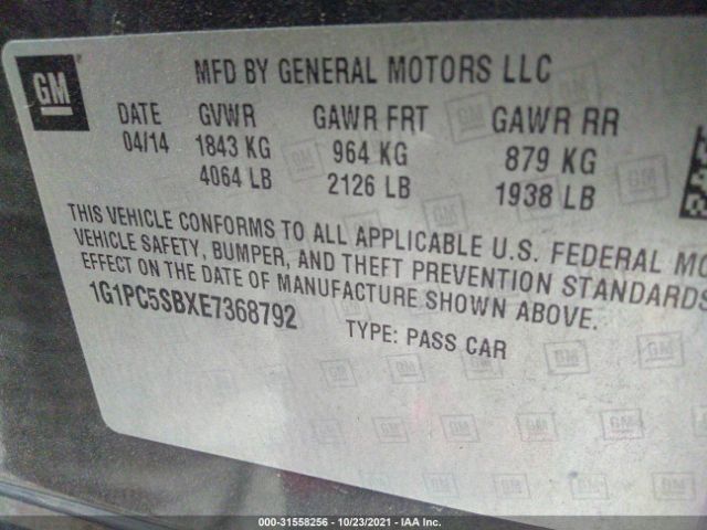 Photo 8 VIN: 1G1PC5SBXE7368792 - CHEVROLET CRUZE 