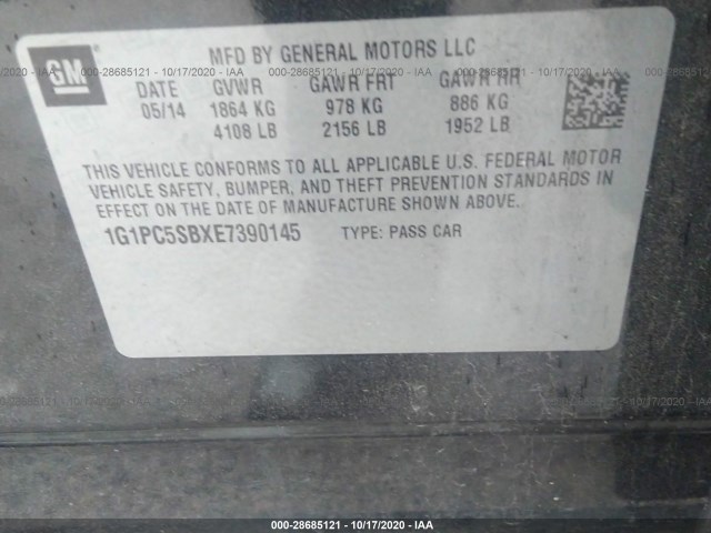 Photo 8 VIN: 1G1PC5SBXE7390145 - CHEVROLET CRUZE 