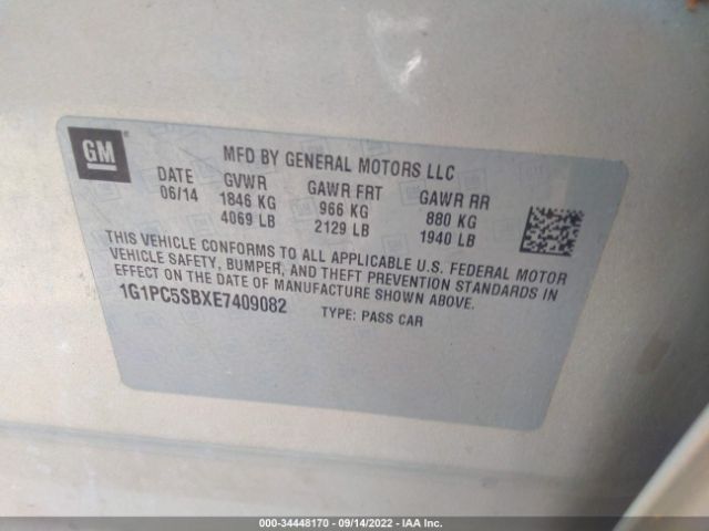 Photo 8 VIN: 1G1PC5SBXE7409082 - CHEVROLET CRUZE 