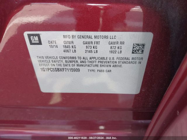 Photo 8 VIN: 1G1PC5SBXF7115909 - CHEVROLET CRUZE 