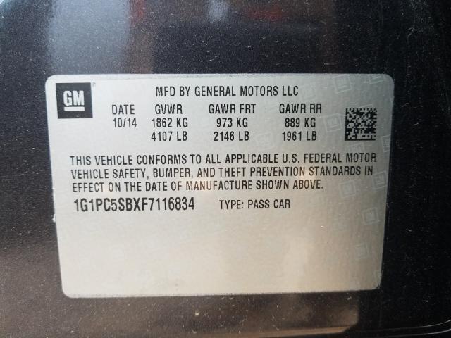 Photo 9 VIN: 1G1PC5SBXF7116834 - CHEVROLET CRUZE LT 