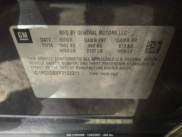 Photo 8 VIN: 1G1PC5SBXF7132211 - CHEVROLET CRUZE 