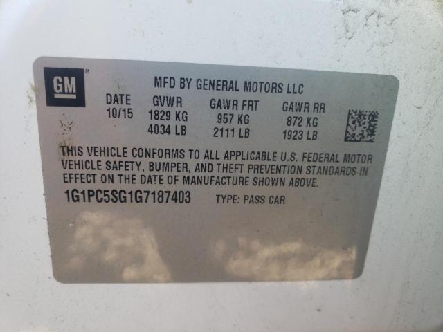 Photo 9 VIN: 1G1PC5SG1G7187403 - CHEVROLET CRUZE LIMI 