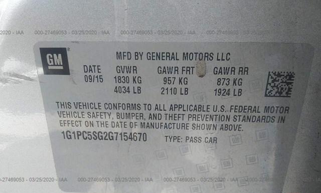 Photo 8 VIN: 1G1PC5SG2G7154670 - CHEVROLET CRUZE LIMITED 