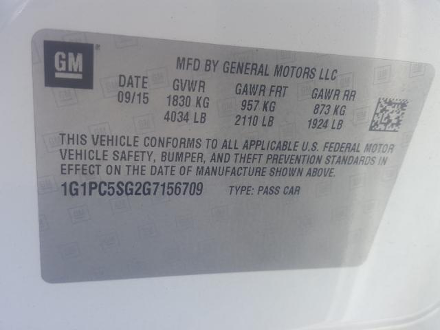 Photo 9 VIN: 1G1PC5SG2G7156709 - CHEVROLET CRUZE LIMI 