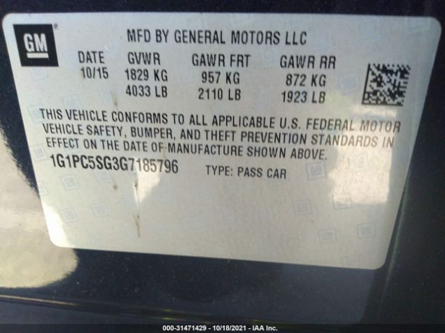 Photo 8 VIN: 1G1PC5SG3G7185796 - CHEVROLET CRUZE LIMITED 