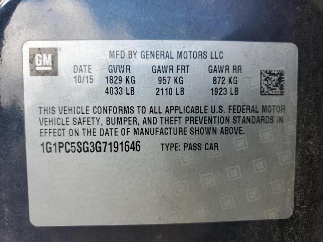 Photo 11 VIN: 1G1PC5SG3G7191646 - CHEVROLET CRUZE LIMI 