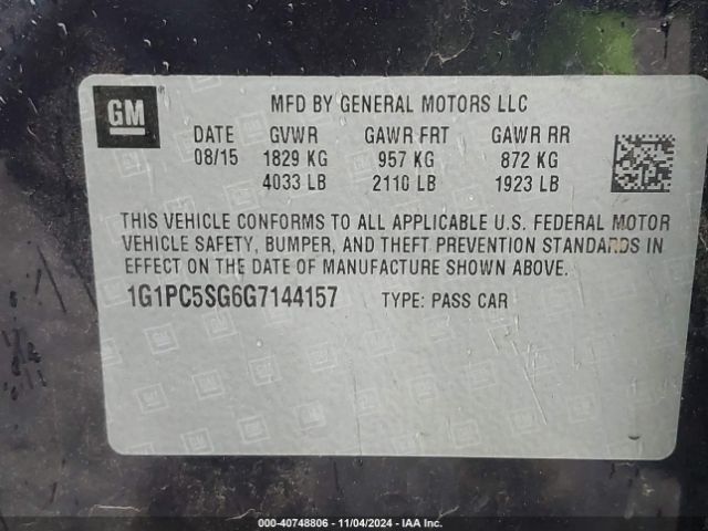 Photo 8 VIN: 1G1PC5SG6G7144157 - CHEVROLET CRUZE LIMITED 