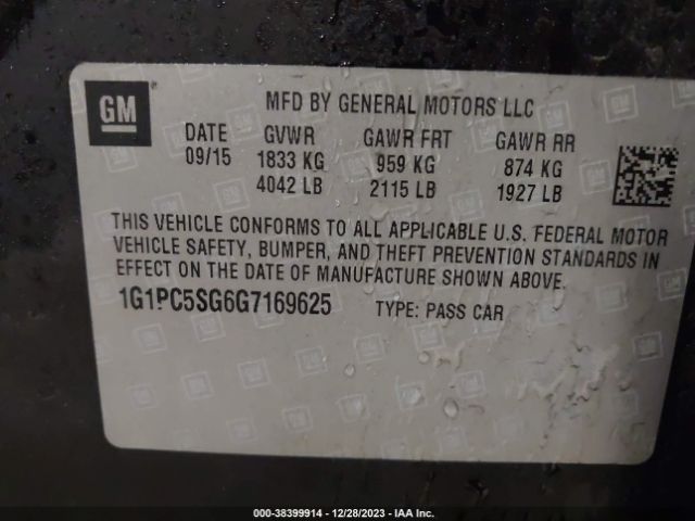 Photo 8 VIN: 1G1PC5SG6G7169625 - CHEVROLET CRUZE LIMITED 