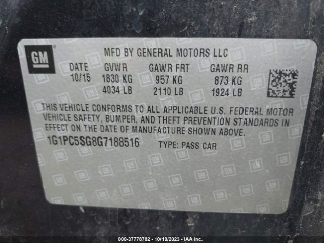 Photo 8 VIN: 1G1PC5SG8G7188516 - CHEVROLET CRUZE LIMITED 