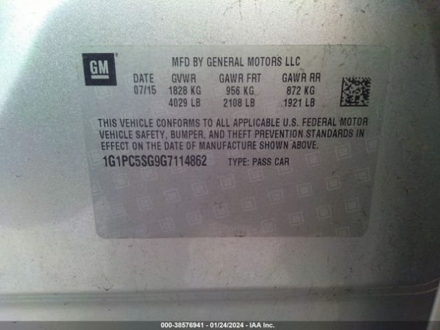 Photo 8 VIN: 1G1PC5SG9G7114862 - CHEVROLET CRUZE LIMITED 